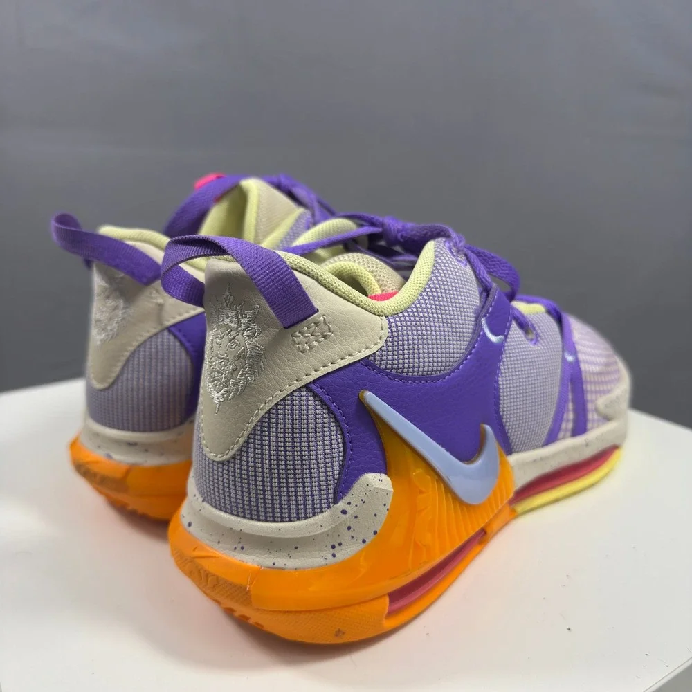Nike LeBron 19 Low Kids 6.5Y Purple Orange DQ8650-101 Basketball Sneakers